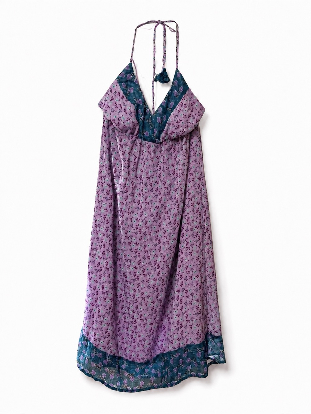 Old Navy Lilac Halter Midi Dress with Teal Trim - Picture 2 of 2
